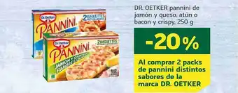 HiperDino Dr oetker pannini de jamón y queso, atún o bacon y crispy oferta