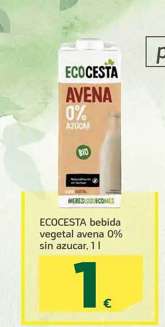HiperDino Ecocesta bebida vegetal avena 0% sin azucar oferta