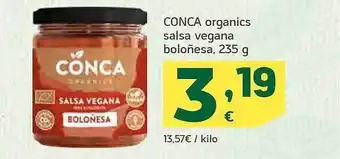 HiperDino Conca organics salsa vegana boloñesa oferta