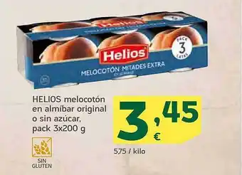 HiperDino Helios melocotón en almibar original o sin azúcar oferta