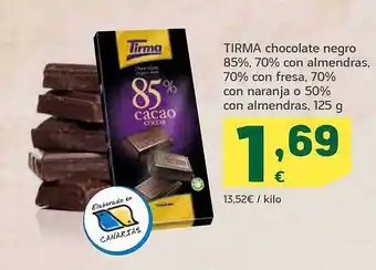 HiperDino Tirma chocolate negro con almendras, con fresa, naranja oferta