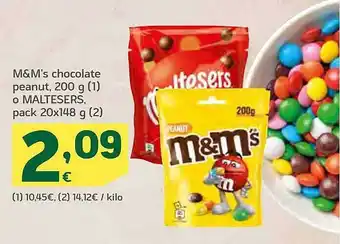 HiperDino M&m's chocolate peanut, o maltesers oferta