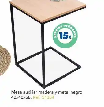 Mes auxiliar madera y metal negro