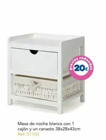 Tiendas MGI Mesa de noche blanca con 1 cajón y un canasto oferta