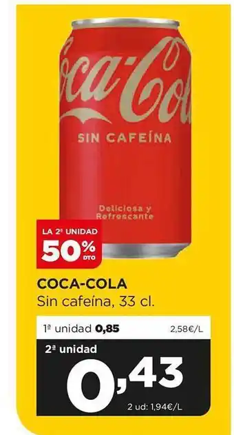 Alimerka Coca-cola sin cafeína oferta