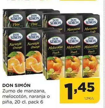 Alimerka Don simón zumo de manzana, melocotón, naranja o piña oferta