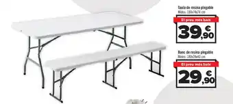 Carrefour Taula de resina plegable, banc de resina plegable oferta