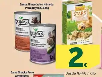HiperDino Gama alimentación húmeda perro beyond o snacks perro adventuros oferta