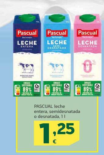 HiperDino Pascual leche entera, semidesnatada o desnatada oferta