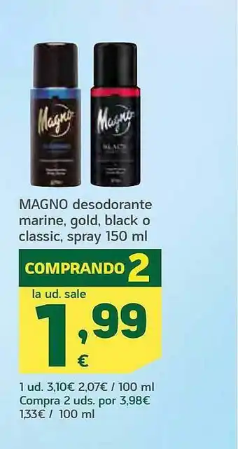 HiperDino Magno desodorante marine, gold, black o classic, spray oferta