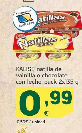 HiperDino Kalise natilla de vainilla o chocolate con leche oferta