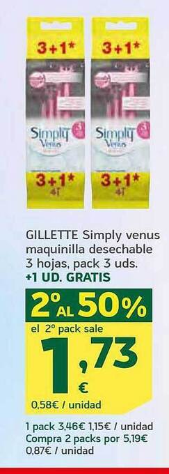 HiperDino Gillette simply venus maquinilla desechable oferta