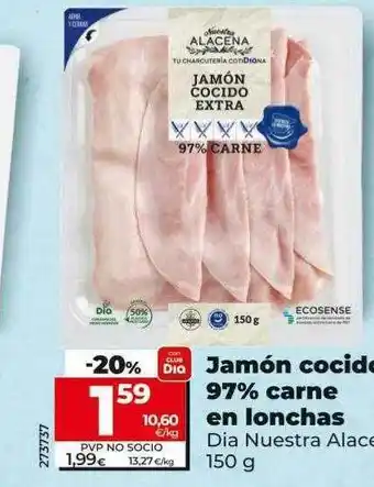 Dia Jamón cocido 97% carne en lonchas dia nuestra alacena oferta