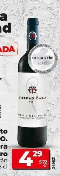 Dia Vino tinto roble d.o ribera del duero heredad barán oferta