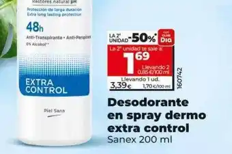 Dia Desodorante en spray dermo extra control sanex oferta