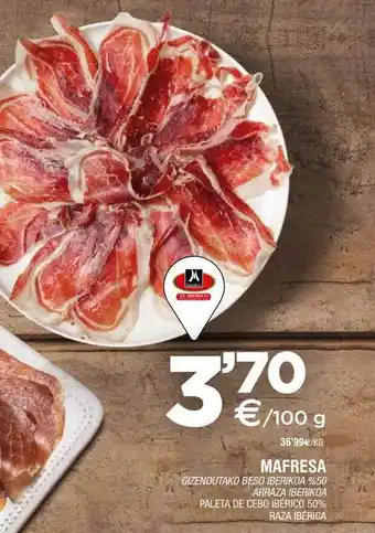 BM Supermercados Mafresa paleta de cebo ibrico oferta