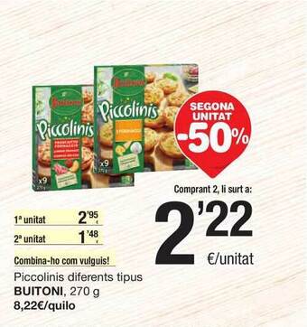SPAR Fragadis Buitoni Piccolinis Diferents Tipus 270g oferta