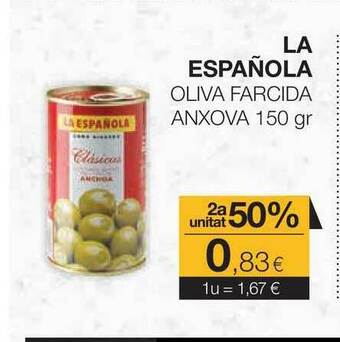 Plusfresc La Española Oliva Farcida Anxova 150gr oferta