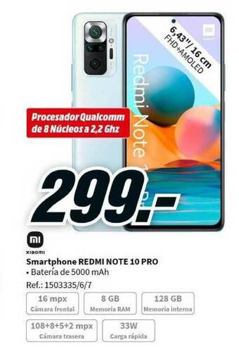 MediaMarkt Xiaomi Smartphone Redmi Note 10 Pro oferta