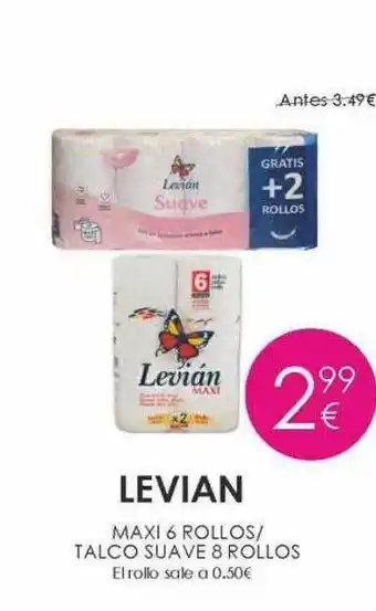 Muchas Perfumerías Levian maxi 6 rollos talco suave 8 rollos oferta