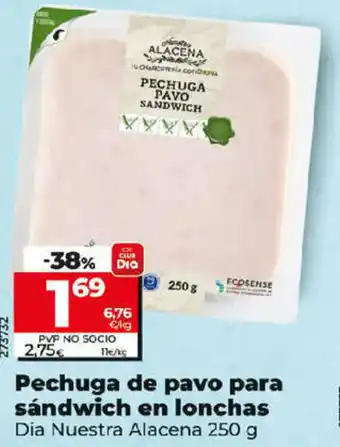 Dia Pechuga De Pavo Para Sándwich en Lonchas oferta