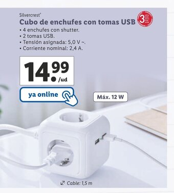 Lidl Cubo de Enchufes Con Tomas USB oferta