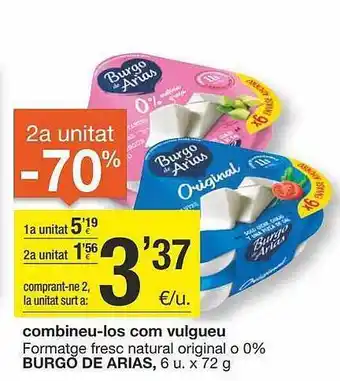 BonpreuEsclat Formatge fresc natural original o burgo de arias oferta
