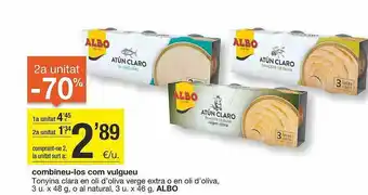 BonpreuEsclat 2a unitat -70% combineu-los com vulgueu tonyina clara en oli d'oliva verge extra o en oli d'oliva oferta