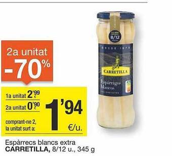BonpreuEsclat 2a unitat -70% espàrrecs blancs extra carretilla oferta