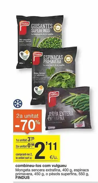 BonpreuEsclat 2a unitat -70% combineu-los com vulgueu mongeta sencera extrfina espinacs primavera o pèsols superfins findus oferta