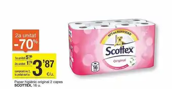 BonpreuEsclat 2a unitat -70% paper higiènic original 2 capes scottex oferta