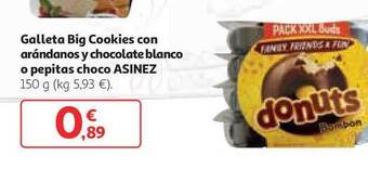 Alcampo Asinez Galleta Big Cookies Con Arándanos Y Chocolate Blanco O Pepitas Choco 150g oferta