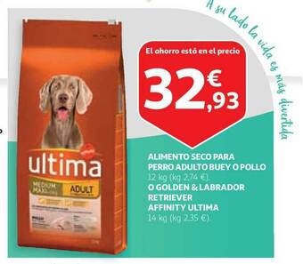 Alcampo Alimento Seco Para Perro Adulto Buey O Pollo O Golden & Labrador Retriever Affinity Ultima oferta