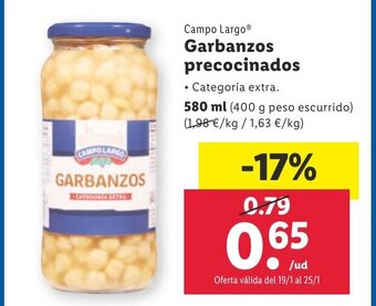 Lidl Garbanzos Precocinados oferta