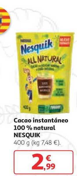 Alcampo Nesquik Cacao Instantáneo 100% Natural 400g oferta