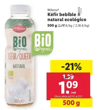 Lidl Kéfir Bebible Natural Ecológico oferta