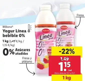 Lidl Yogur Línea Bebible 0% oferta