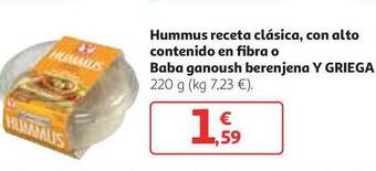 Alcampo Hummus Receta Clászica Con Alto Contenido En Fibra O Baba Ganoush Berenjean Y Griega 220g oferta