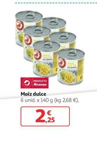 Alcampo Maíz Dulce 6unid x 140g oferta