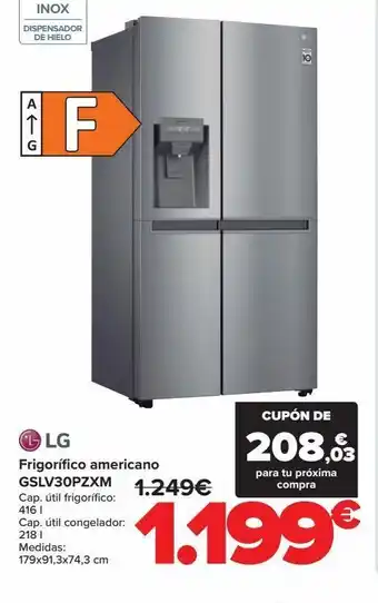 Carrefour Frigorífico americano gslv30pzxm lg oferta