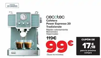Carrefour Cafetera power espresso 20 tradizionale cecotec oferta