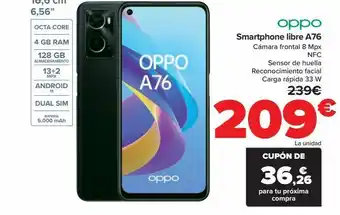 Carrefour Smartphone libre a76 oppo oferta