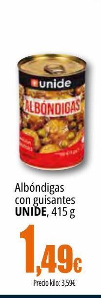 Unide Supermercados Albóndigas con guisantes unide oferta