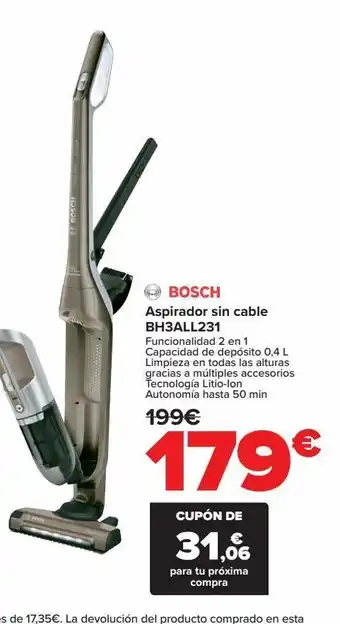 Carrefour Aspirador sin cable bh3all231 bosch oferta