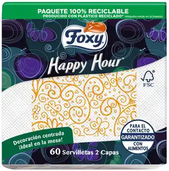 Consum Tovallons 2 capes happy hour foxy 50 unitats (la unitat: 0,02€) oferta