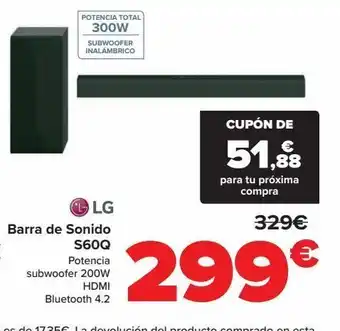 Carrefour Barra de sonido s60q lg oferta