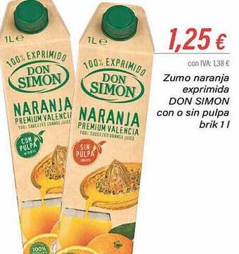 Cash Ifa Zumo naranja exprimida don simon con o sin pulpa oferta