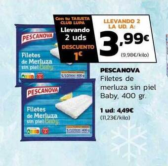 Supermercados Lupa Pescanova filetes de merluza sin piel baby oferta