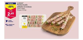 ALDI El mercado pinchos de pollo adobados con verduras oferta