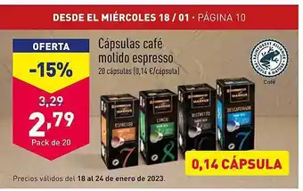 ALDI Cápsulas café molido espresso oferta